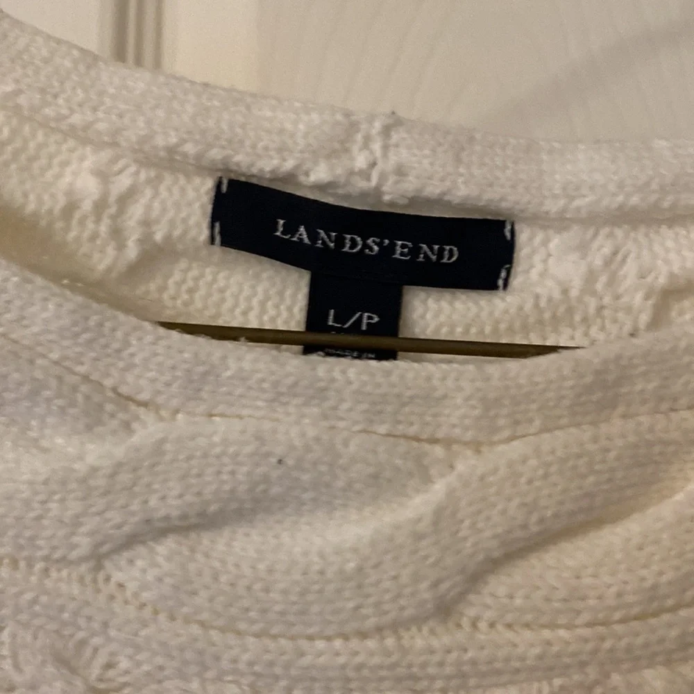 Lands End boat neck ivory 3/4 sleeve sweater - Picture 2 of 3